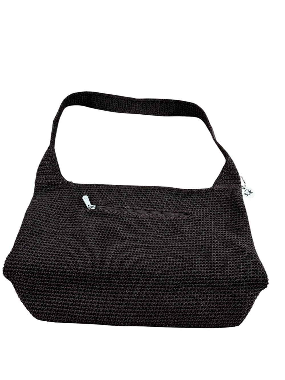 Women’s The Sak Brown Woven Mesh Shoulder Bag w Zipper Closure & The Sak Charm